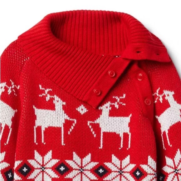 Janie and Jack Red Reindeer Fair Isle Sweater Size 12-18 Months NWOT - Picture 3 of 13